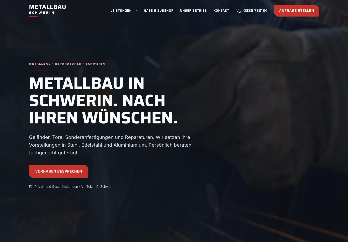 Websiteentwurf für Metallbau Schwerin